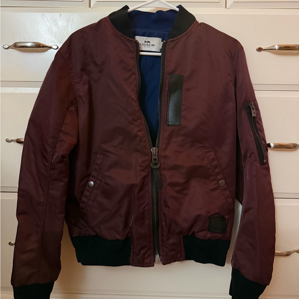 Coach Men's Deep Red Bomber Jacket